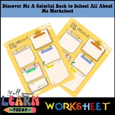 Discover Me :A Colorful Back to School All About Me Worksheet