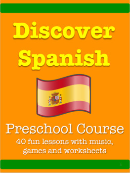 Preview of Discover Spanish (Preschool 40 lesson bundle/worksheets/flashcards)