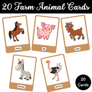 Preview of Discover the Charm of 20 Farm Animal Cards: Perfect for Learning and Fun!