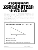 Discover the Pythagorean Theorem and Triples - CENTER ACTIVITY