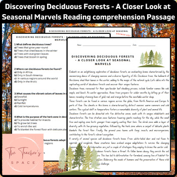 Preview of Discovering Deciduous Forests - A Closer Look at Seasonal Marvels Reading Comp..