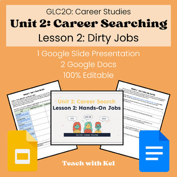 Preview of Discovering Dirty Jobs - Analyzing Hands On Jobs - GLC2O Unit 2 Career Searching
