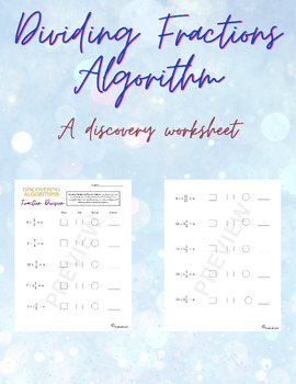 Preview of Discovering Dividing Fractions Algorithm w/o word problems