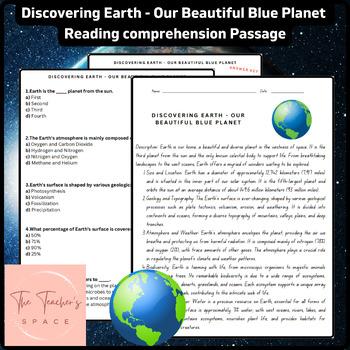 Preview of Discovering Earth - Our Beautiful Blue Planet Reading Comprehension Passage