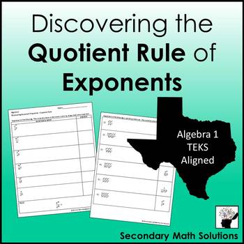 Preview of Exponents - Quotient Rule Discovery Activity