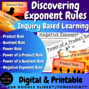 Preview of Discovering Exponent Rules - Laws of Exponents Inquiry Based Learning Project