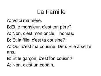 Preview of La famille with sound files Discovering French Bleu Leçon 2C