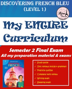 Preview of Discovering French Bleu  - SEMESTER 2 YEAR END FINAL EXAM BUNDLE