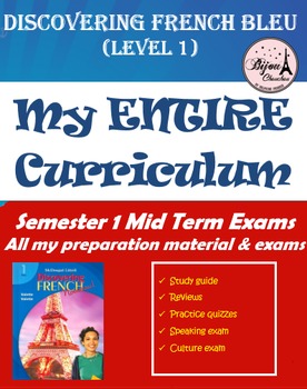 Preview of Discovering French Bleu  - Semester 1 Mid Term FINAL EXAM BUNDLE