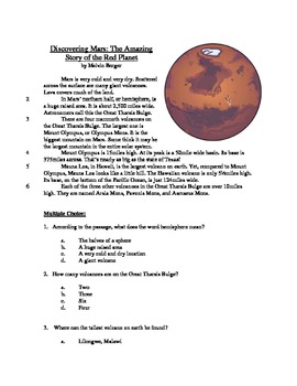 Preview of Discovering Mars - Informational Text Test Prep