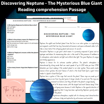 Preview of Discovering Neptune - The Mysterious Blue Giant Reading Comprehension Passage
