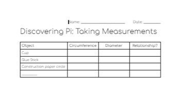 Preview of Discovering Pi Recording Sheet