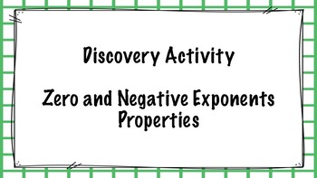 Preview of Discovering Zero and Negative Exponents Properties (and practice problems!)