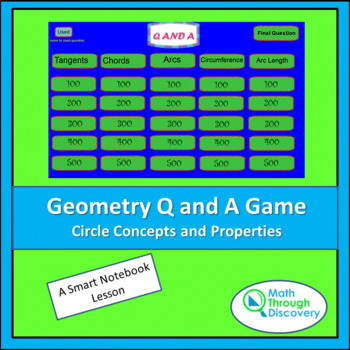 Preview of Geometry - Smartboard Q and A Game - Circle Concepts and Properties