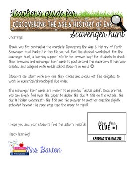 Preview of Discovering the Age & History of Earth Scavenger Hunt Complete Packet
