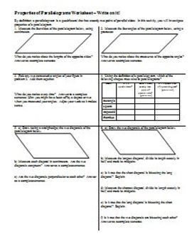 Discovering the Properties of Parallelograms with Answer Key (Editable)