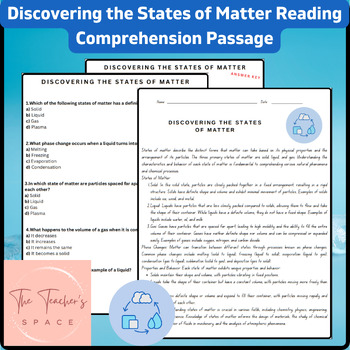 Preview of Discovering the States of Matter Reading Comprehension Passage
