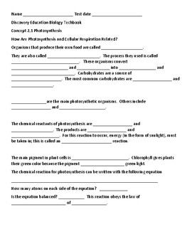 Discovery Education Biology Photosynthesis By Sassy4science Tpt