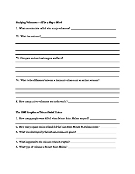 Discovery Education Science Techbook Grade 4 Volcano Review Worksheets