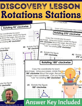 Preview of Discovery Exploration Lesson: Rotations Stations (Geometry Transformations)