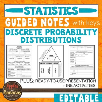 Preview of Discrete Probability Distributions - Notes, Presentation, and INB Activities