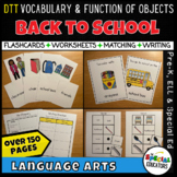 ABA Data Sheets Vocabulary and Function Back to School