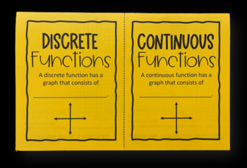 Preview of Discrete and Continuous Functions - Editable Foldable Notes for Algebra 1