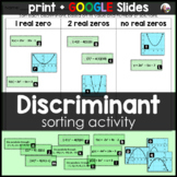 Discriminant Sorting Activity for Quadratics - print and digital