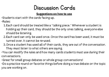 Preview of Discussion Cards