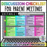 Discussion Checklist for Parent Meetings