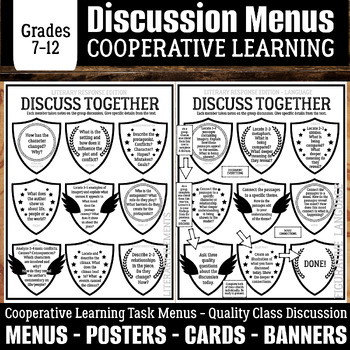 Preview of Novel Study Cooperative Learning Discussion Menus: Any Novel, Literary Terms