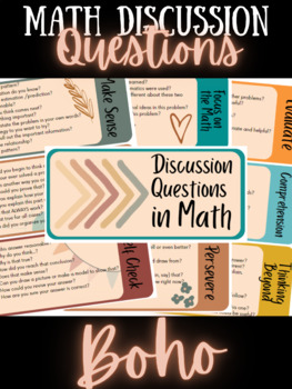 Preview of Discussion Question in Math Cards Boho Theme