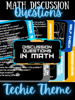 Preview of Discussion Question in Math Cards Techie Theme