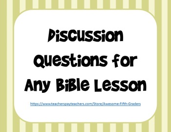 Preview of Discussion Questions for Any Bible Lesson