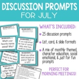 Discussion Questions for July | Editable | Print & Digital