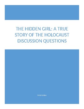 Preview of Discussion Questions for The Hidden Girl: A True Story of the Holocaust