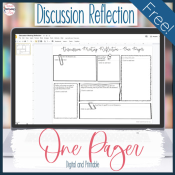 Preview of Discussion Reflection One Pager - Digital and Printable - Distance Learning