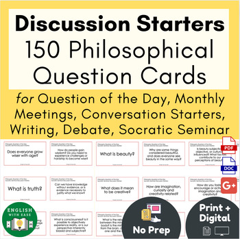 Preview of Discussion Starters | Philosophy Question of the Day Cards | Socratic Seminar