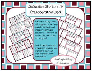 Preview of Discussion Starters for Collaborative Work