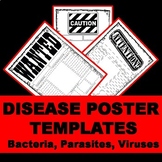 Disease Poster Bundle: Bacteria, Viruses, Parasites with Lists