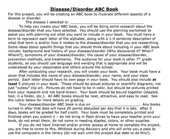 Preview of Disease and Disorder ABC Book