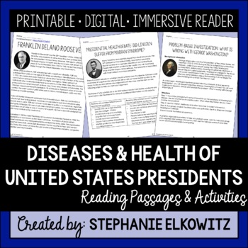 Preview of Diseases and Health of US Presidents Reading Passages | Printable & Digital