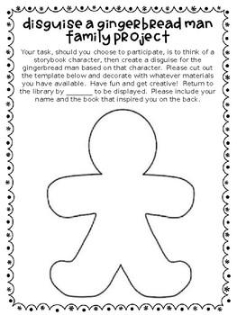 Preview of Disguise a Gingerbread Man Family Project