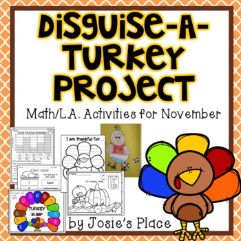 Preview of Disguise-a-Turkey Activity with Math and LA Activities for November (2-3)