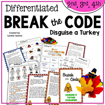 Preview of Disguise a Turkey - Break the Code - Thanksgiving Activities