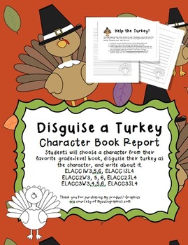 Preview of Disguise a Turkey Character Book Report