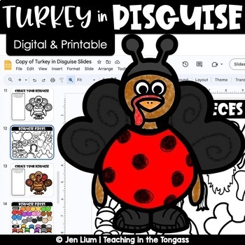 Preview of Disguise a Turkey Template Craft Project Turkey in Trouble | Digital & Printable
