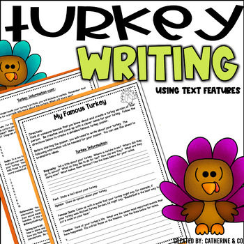 Preview of Disguise a Turkey Thanksgiving Writing & Text Features Activity | Writing Unit