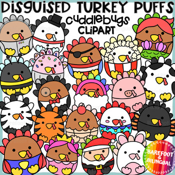 Preview of Disguised Turkey Clipart Puffs - Cuddlebugs Collection Thanksgiving Clipart