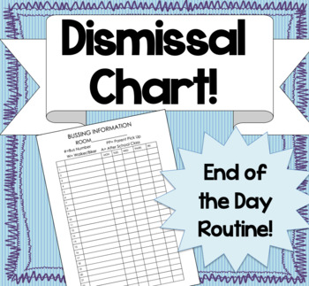 Preview of Dismissal Chart: Bussing and End of the Day Routine